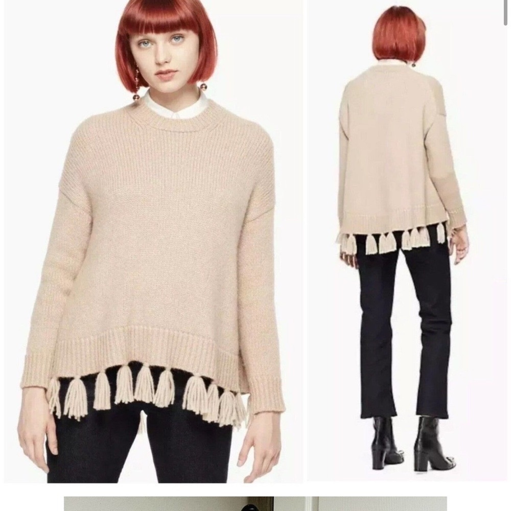 Kate Spade Broome Street Alpaca Wool Tassel Hem Sweater